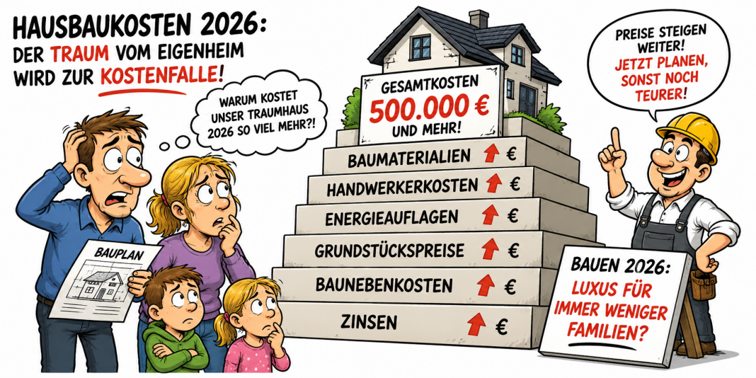 Hausbaukosten 2026. Kostenexplosion beim Eigenheim. Das Fertighaus wird jetzt zum Rettungsanker hausbaukosten 2026