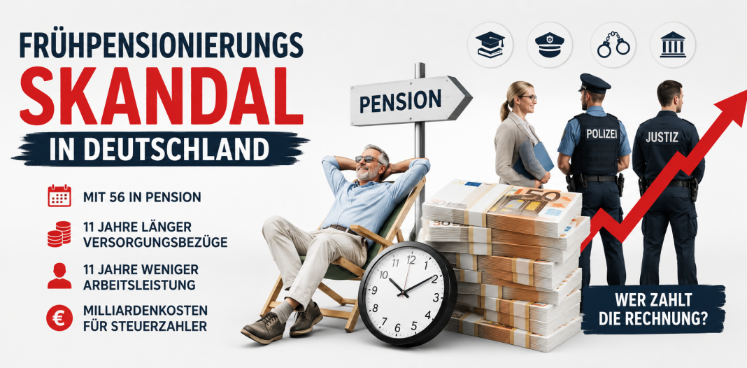 Explosiver Frühpensionierungs Skandal Deutschland. Milliardenlast für Steuerzahler wächst dramatisch Frühpensionierungs Skandal Deutschland