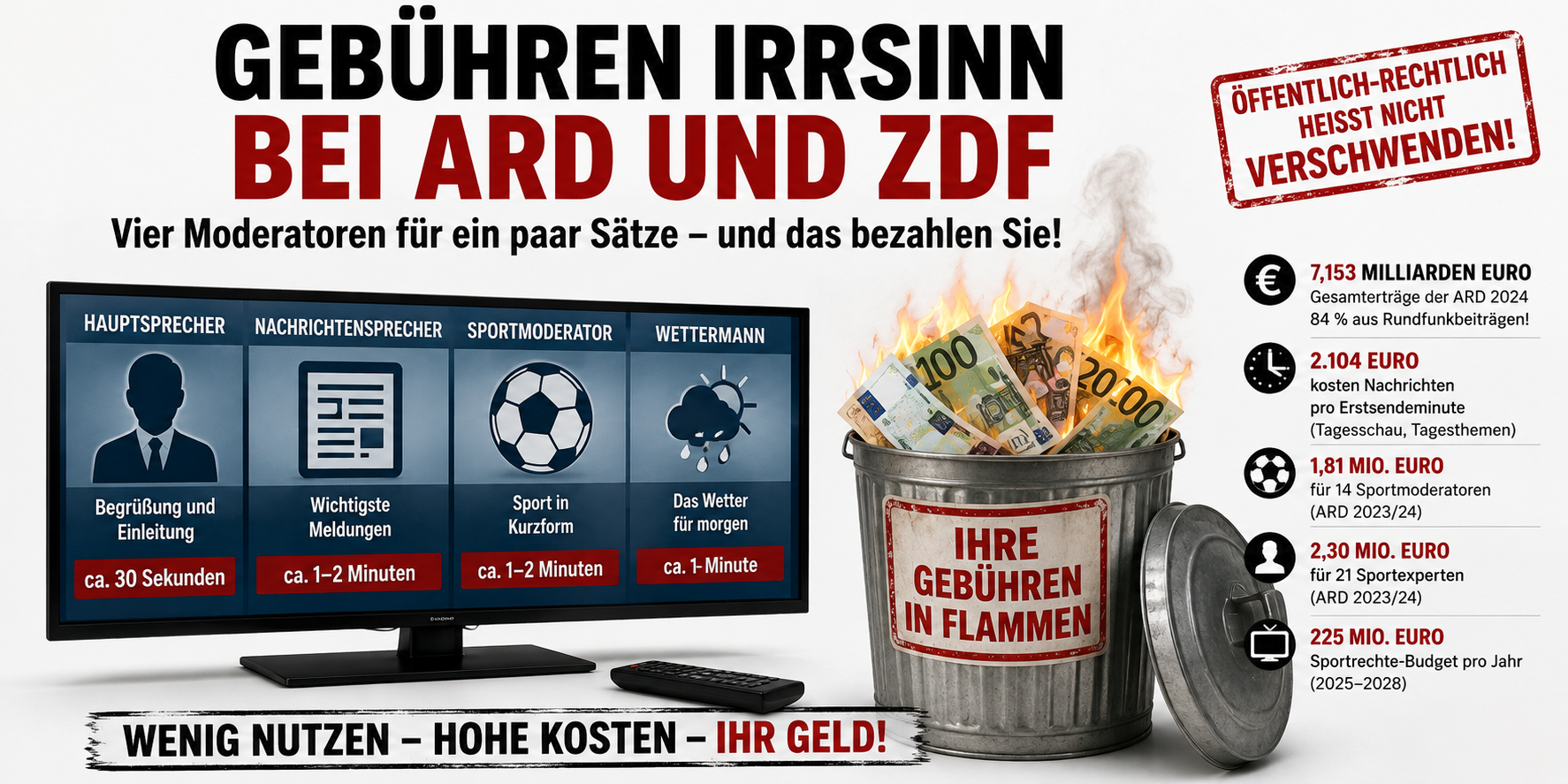 Gebührenverschwendung bei ARD und ZDF