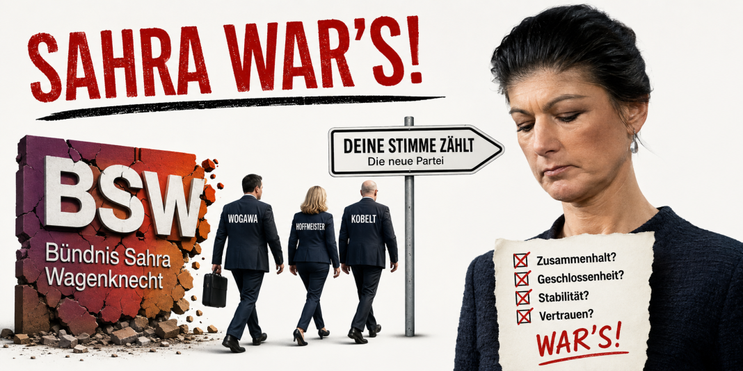 Explosiver BSW Zerfall in Thüringen! Aus „Bündnis Sahra Wagenknecht“ wird „Bündnis Sahra war’s“ Bündnis Sahra war’s
